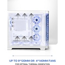 Tortox Curvo Mid Tower Two Panel Front & Left Side Tempered Glass Case with 7 ARGB Fans - White