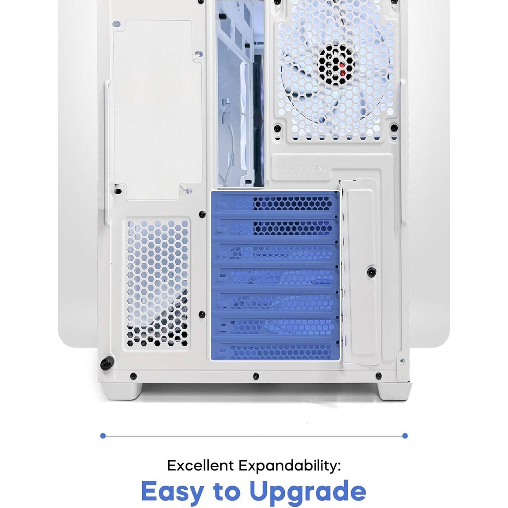 Tortox Curvo Mid Tower Two Panel Front & Left Side Tempered Glass Case with 7 ARGB Fans - White