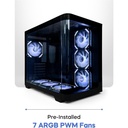 Tortox Curvo Mid Tower Two Panel Front & Left Side Tempered Glass Case with 7 ARGB Fans - Black
