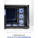 Tortox Curvo Mid Tower Two Panel Front & Left Side Tempered Glass Case with 7 ARGB Fans - Black