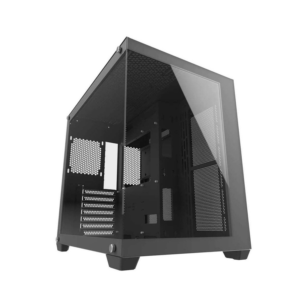 DarkFlash Aigo C285P V2 Mid Tower Two Panel Front & Left Side Tempered Glass Case with 7 ARGB Fans - Black