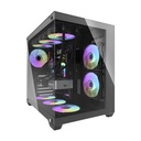 DarkFlash Aigo C285P V2 Mid Tower Two Panel Front & Left Side Tempered Glass Case with 7 ARGB Fans - Black