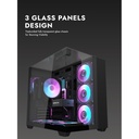 DarkFlash TH285 ATX Mid Tower Front Side & Left Side Tempered Glass Panel Case With RGB 4 Fans - Black