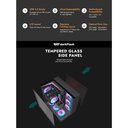 DarkFlash TH285 ATX Mid Tower Front Side & Left Side Tempered Glass Panel Case With RGB 4 Fans - Black