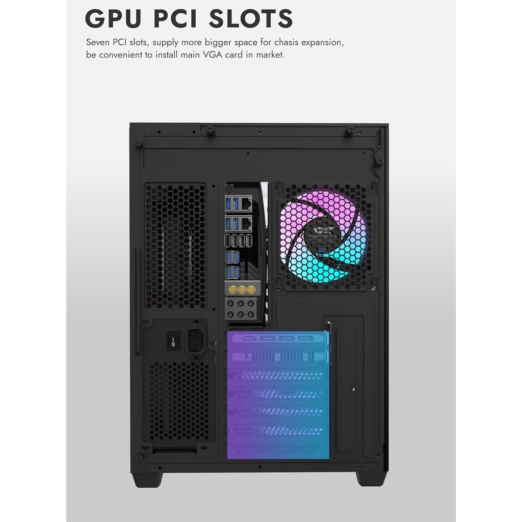 DarkFlash TH285 ATX Mid Tower Front Side & Left Side Tempered Glass Panel Case With RGB 4 Fans - Black