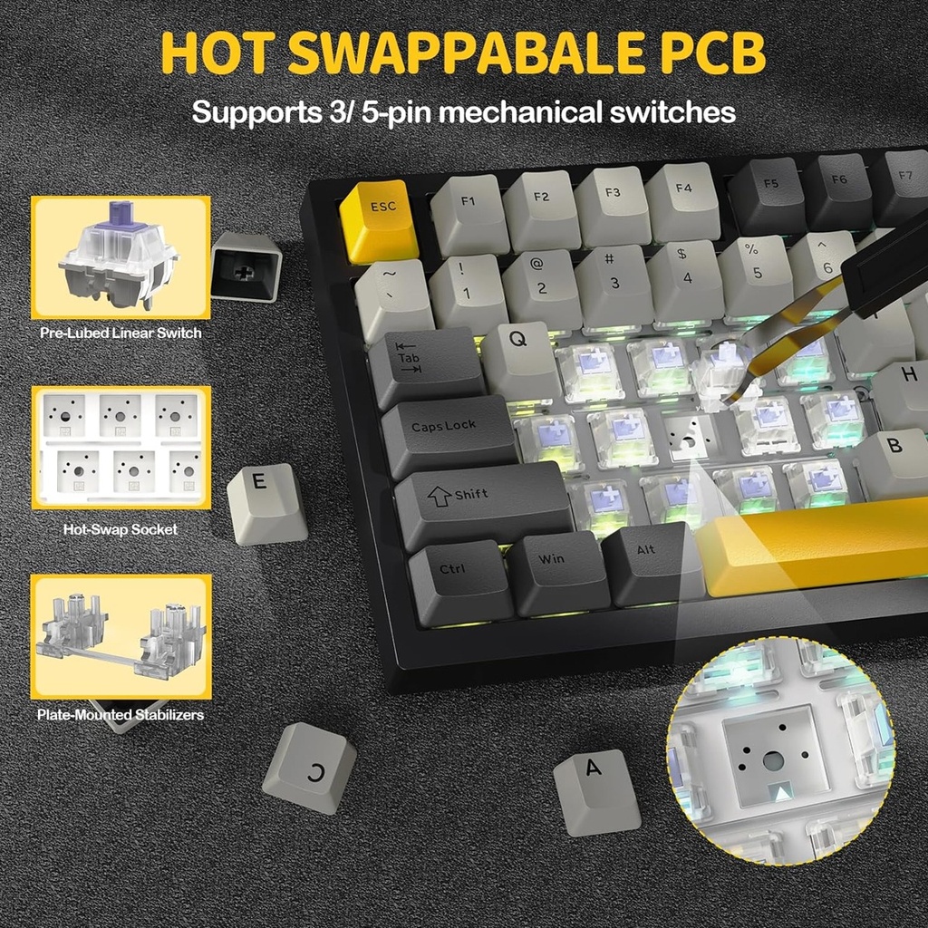 ATTACK SHARK X820 Ultra RGB Tri-Mode Mechanical keyboard PBT KeyCaps Starry black Gift Switch