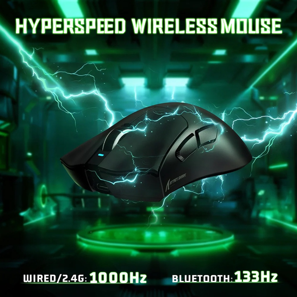 Attack Shark V3 wired+ Wireles s & Bluetooth 1K Polling Rate - Black