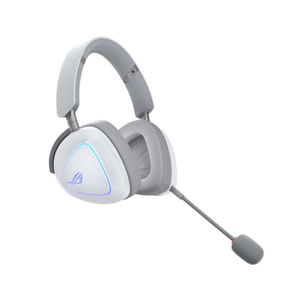 Asus ROG Delta II Moonlight White Edition Tri-Mode Wireless/Bluetooth/Wired Gaming Headset,Titanium-Plated 50mm Drivers,DualFlow Audio,up to 110-Hour Battery,Aura Sync RGB lighting,PC/Mac,PlayStation,Switch and Mobiles Compatible | 90YH03W0-BHUA10