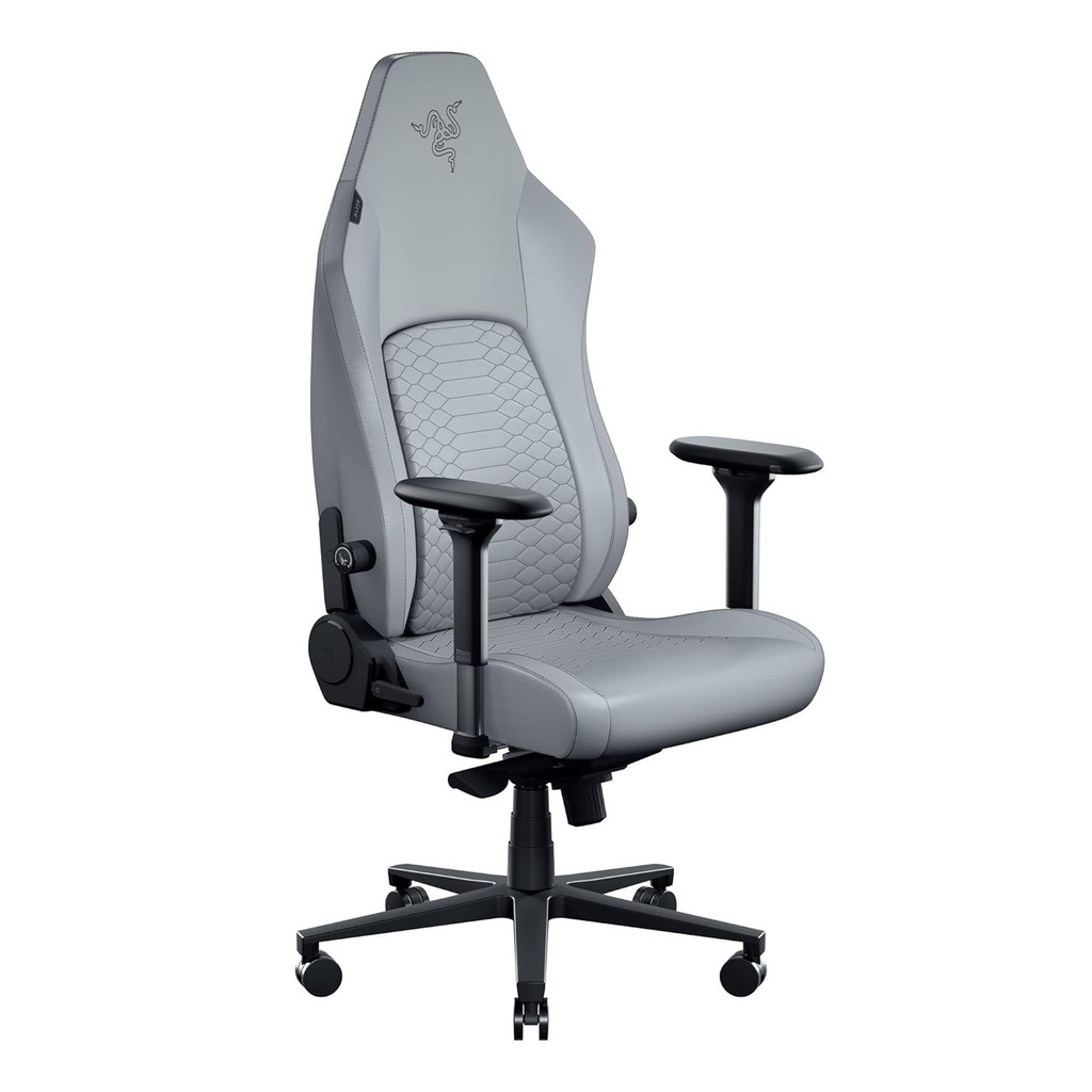 Razer Iskur V2 NewGen Large Gaming Chair, Gen-2 EPU Leather with CoolTouch Technology, HyperFlex Adaptive 6D Lumbar Support, 4D Adjustable Armrests, Frog Multi-Tilt Mechanism, Up to 152° Recline, Up to 136 kg Maximum Load, Light Grey | RZ38-04901000-R3G1