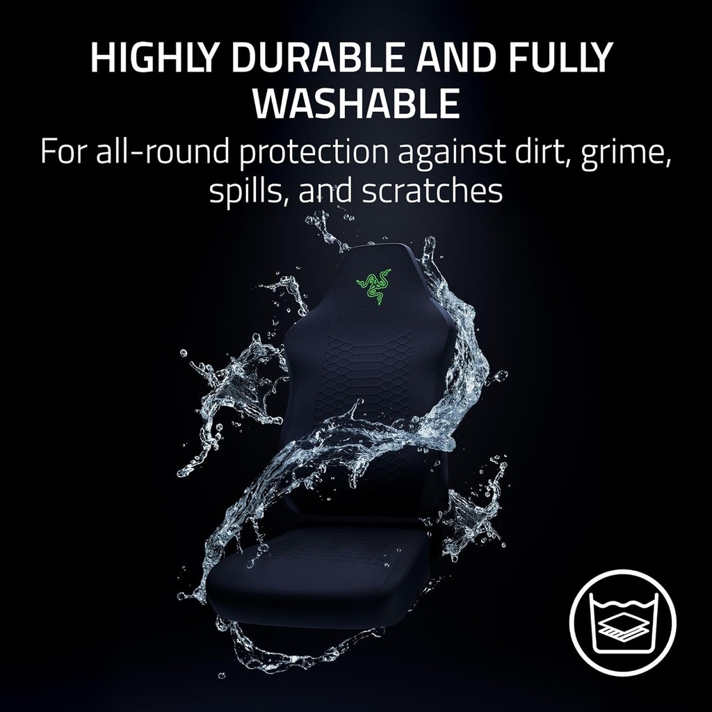 Razer Gaming Chair Covers Made for Razer Iskur V2 X, Extremely Durable, Fully Washable, Soft Velvet Fabric, 3 Minute Setup, Protection Against Dirt, Grizz, Spills & Scratches, Black | RC81-04430100-R3M1