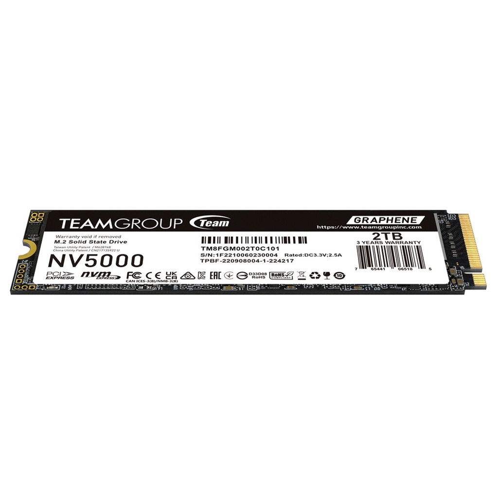 Team Group NV5000 M.2 2280 1TB PCIe 4.0 x4 with NVMe 2TB SSD Read/Write Speed up to 5000 / 3000MB/s