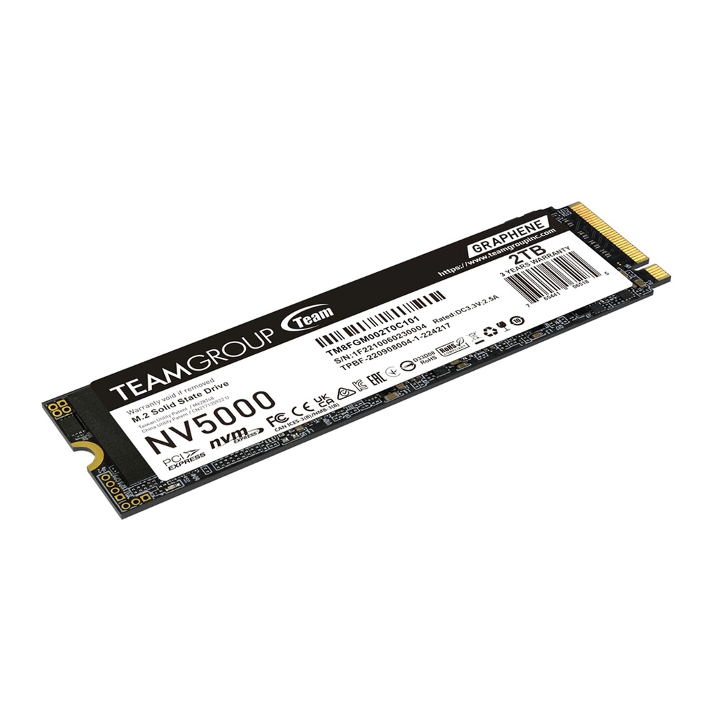 Team Group NV5000 M.2 2280 1TB PCIe 4.0 x4 with NVMe 2TB SSD Read/Write Speed up to 5000 / 3000MB/s