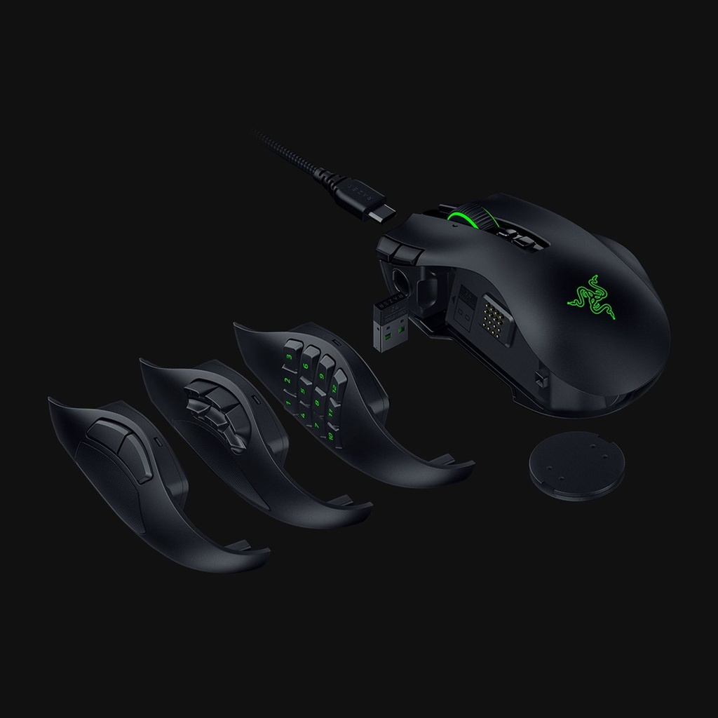Razer Naga V3 Pro Wireless/BT/Wired MMO Gaming Mouse, 5K DPI, Up to 280 Hours (BT) Battery life, Gen-4 Optical Mouse Switches - Black