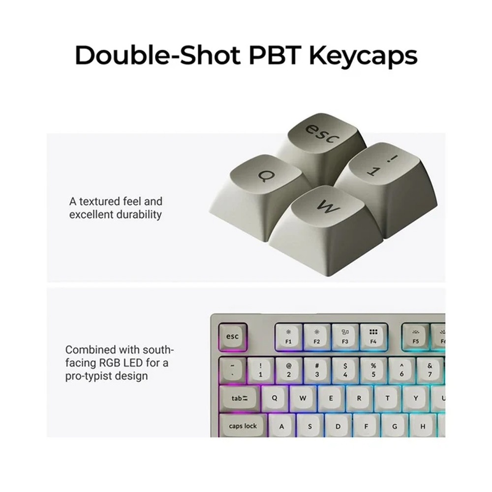 Keychron C1 Pro 8K QMK TKL (80%) Wired Mechanical Keyboard Connectivity Type-C - (Arabic Layout) - White