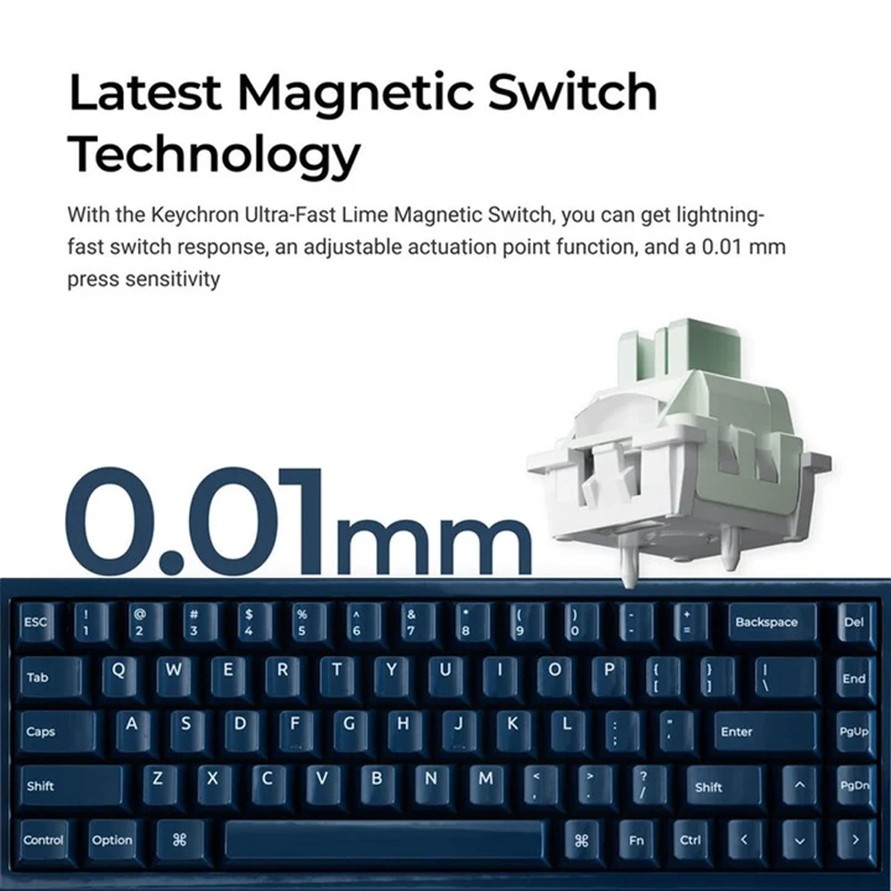 Keychron Q16 HE 8K 65% Wired Magnetic Switch Gaming Keyboard - Navy Blue