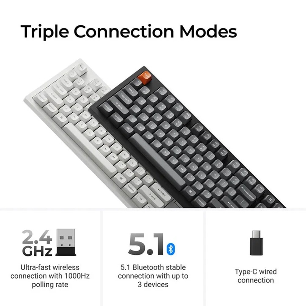 Keychron K10 Max QMK 100% Wireless RGB Mechanical Gaming Keyboard Red Switch 100% Us Layout - Black