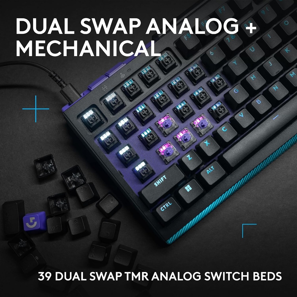 Logitech G512 X 75 Tenkeyless Dual Swap Hot-Swappable TMR Analog / Mechanical Wired Gaming Keyboard For PC, Mac With LIGHTSYNC RGB -Black