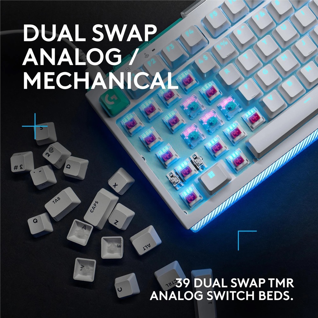 Logitech G512 X 98 Dual Swap TMR Analog / Mechanical Wired Gaming Keyboard Analog Optical Switch With LIGHTSYNC RGB - White