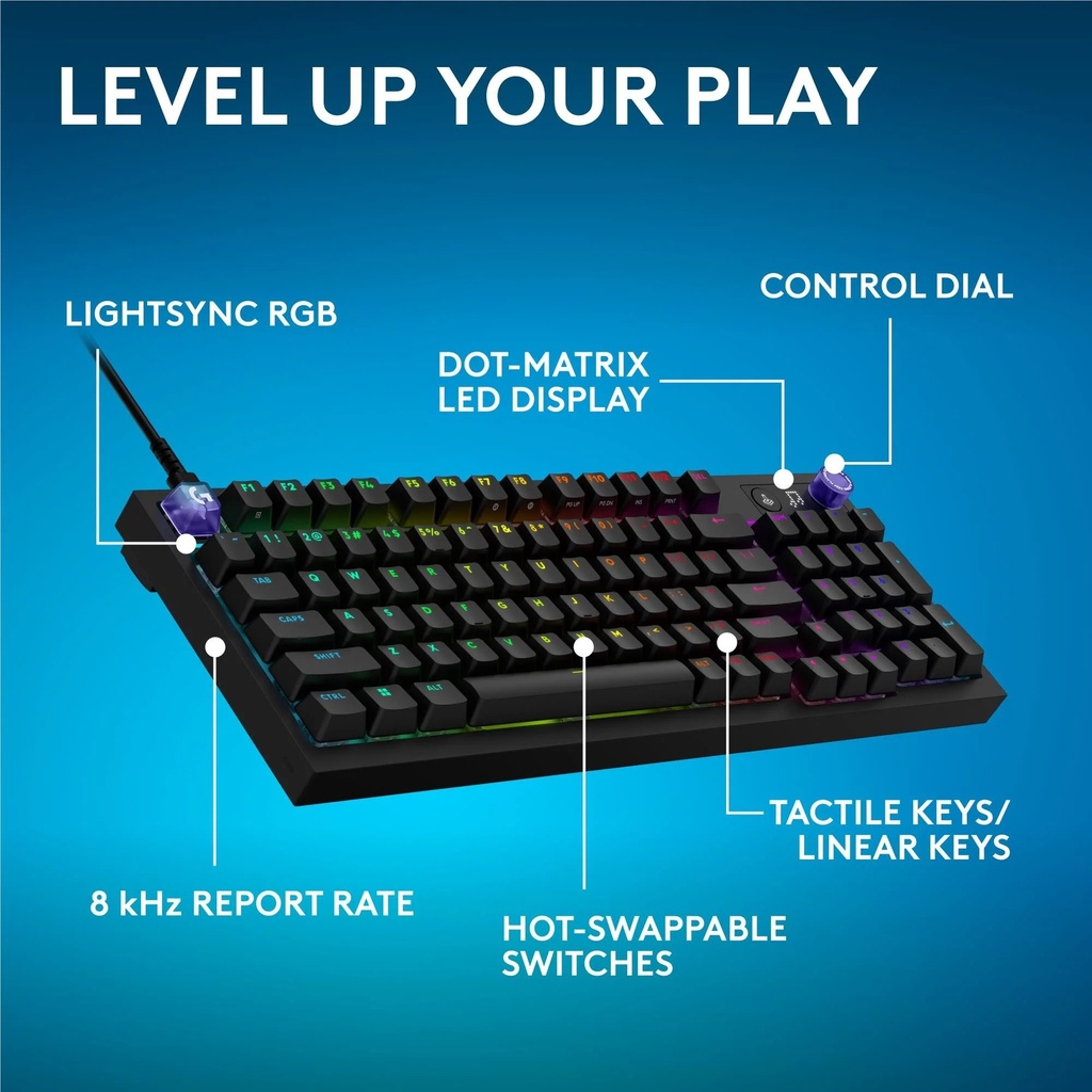 Logitech G316 X 98 RGB Lighting Wired Mechanical 8KHz Gaming Keyboard Tactile Switch - Black