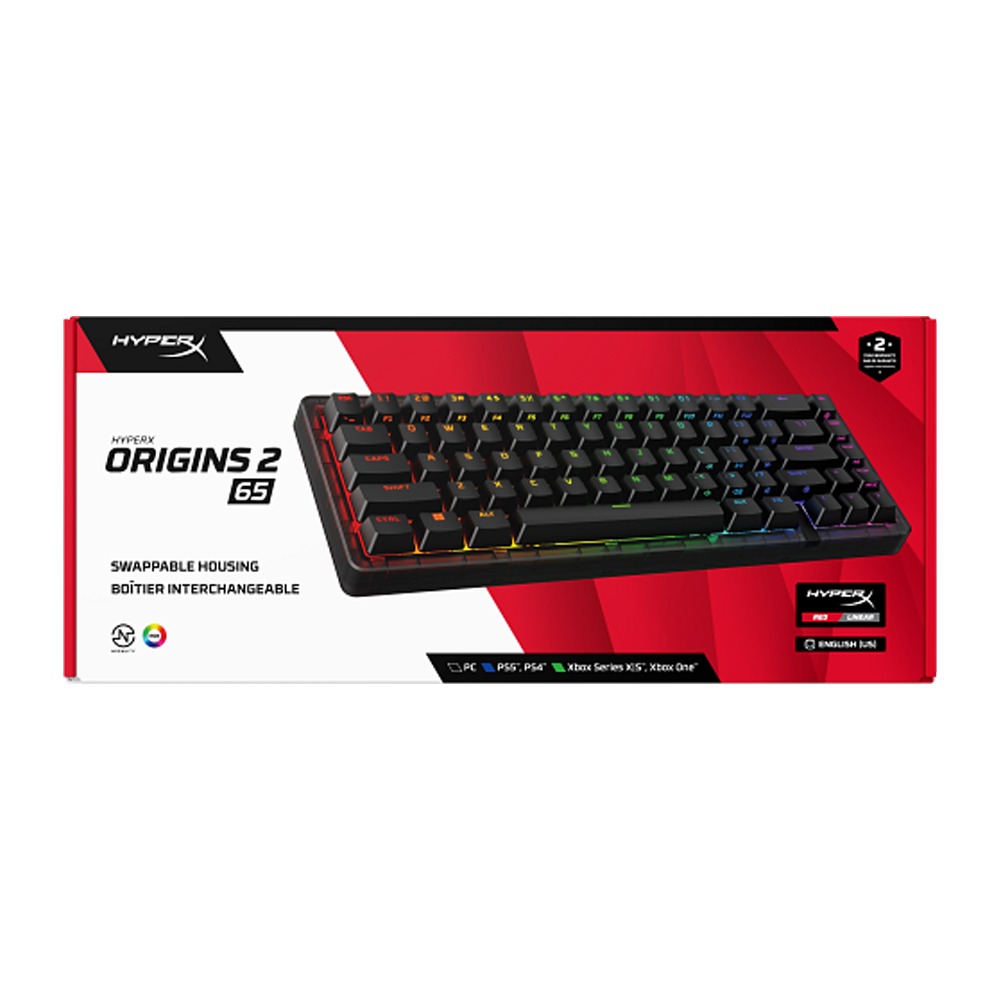HyperX Origins 2 65 RGB Mechanical Wired Gaming Keyboard Linear Red Switch For PC, PS5, Xbox Series - Black