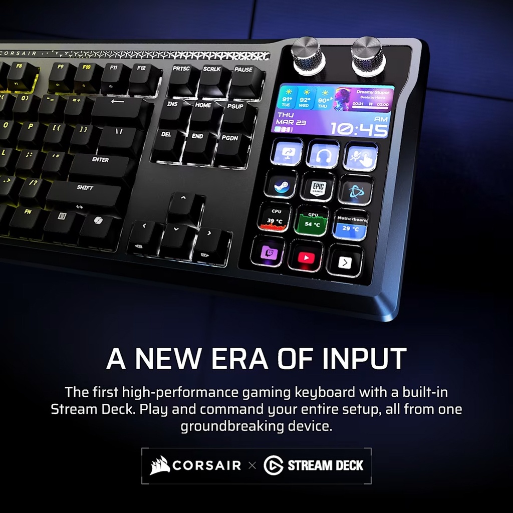 Corsair Galleon 100 SD Stream Deck-Integrated Full-Size Wired Mechanical Gaming Keyboard (Black)