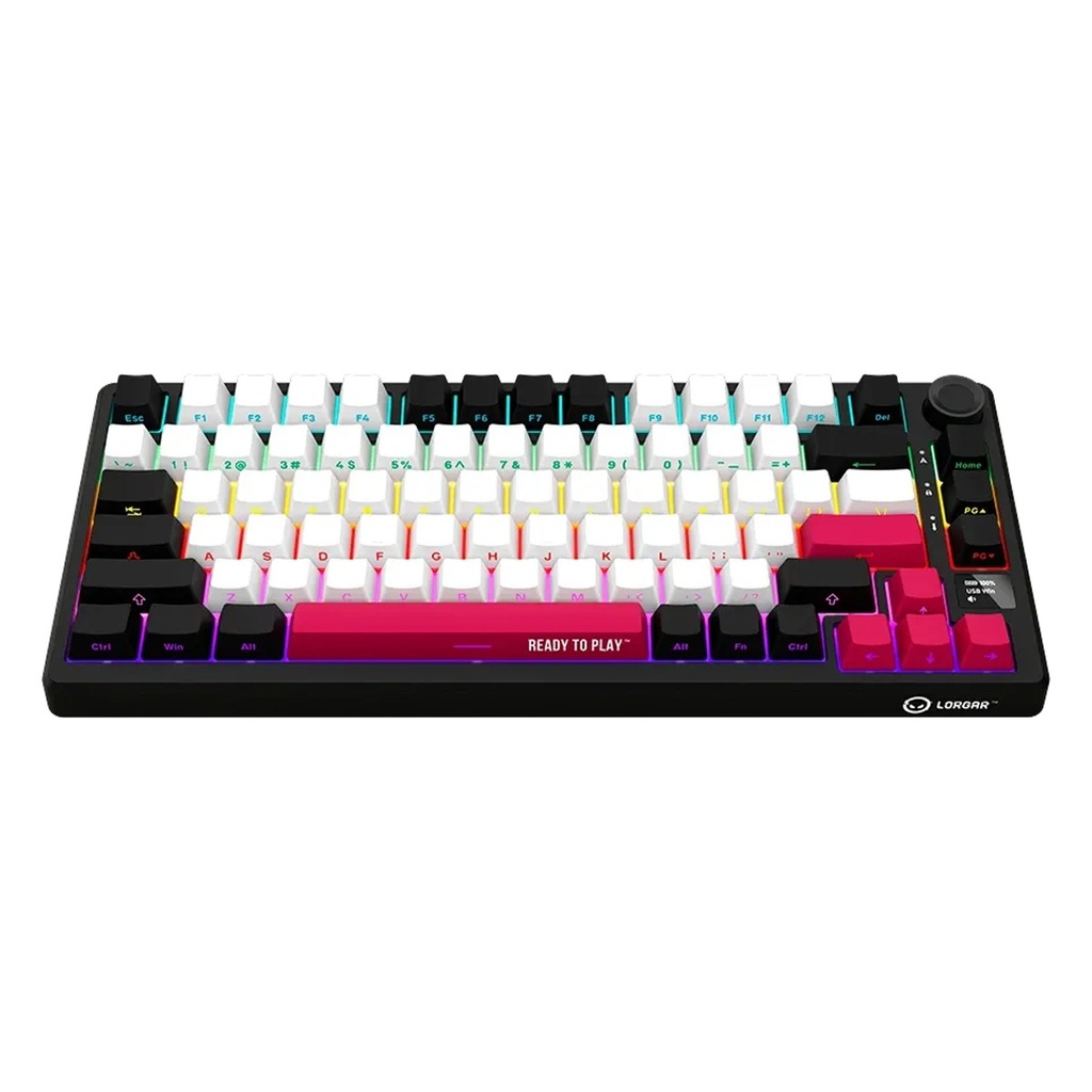 Lorgar Pro KBP7075W RGB 75% Wireless Mechanical Gaming Keyboard Toxic Purple Linear Switch EN Layout - Black