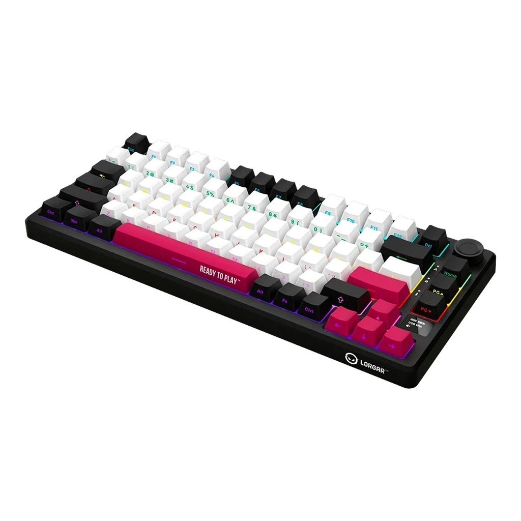 Lorgar Pro KBP7075W RGB 75% Wireless Mechanical Gaming Keyboard Toxic Purple Linear Switch EN Layout - Black