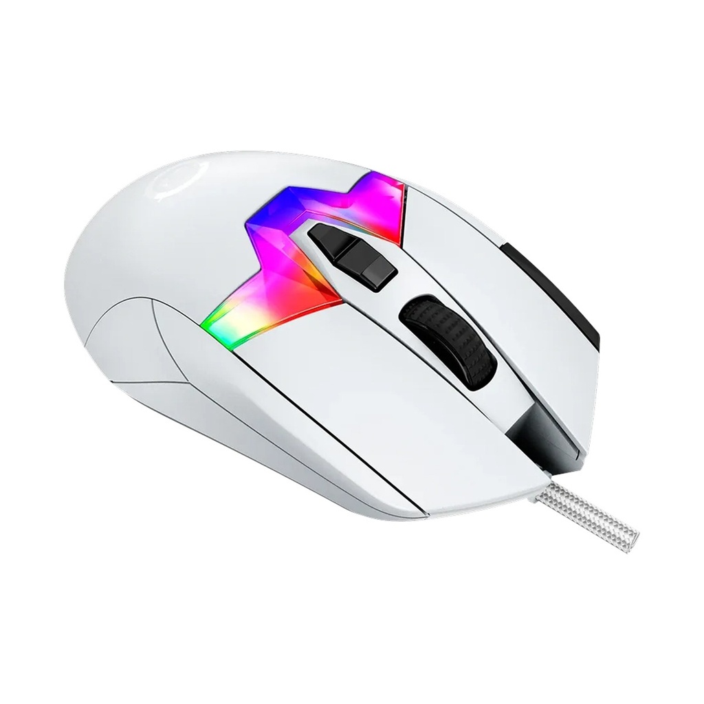 Lorgar Pro MSP80 RGB 8 Buttons 26K DPI, Pixart PAW3395, Ergonomic Wired Gaming Mouse - White