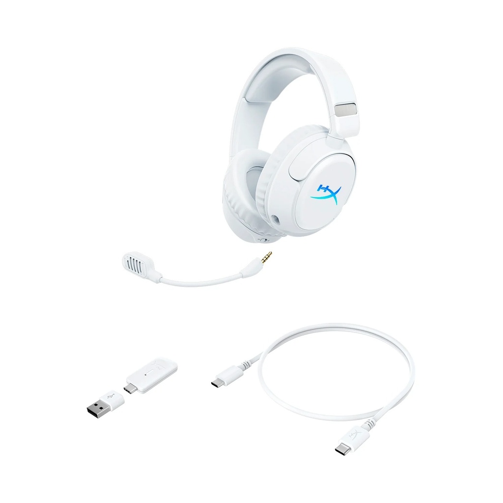 HyperX Cloud Flight 2 Wireless Gaming Headset Upto 100Hr Battery Life, Dynamic 50 mm, For PC, PS5, PS4, Nintendo Switch, Mac & Mobile - White