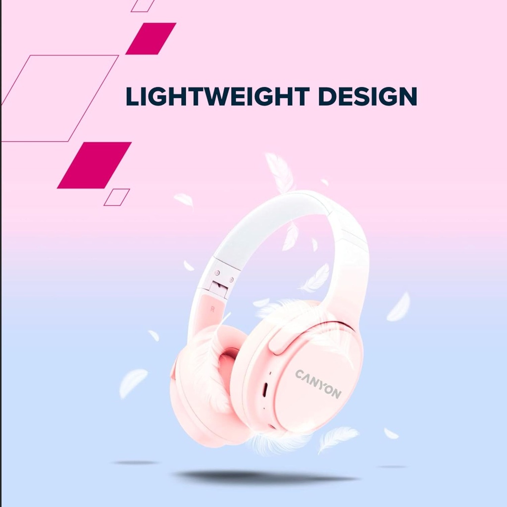 Canyon OnRiff 4 Over-Ear Bluetooth /Wireless Headphones, 50h Playback, Touch Control, Low-Latency Gaming Mode, Built-in Mic -Blue