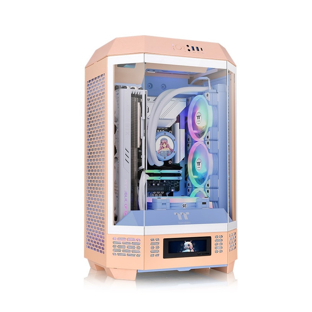 Thermaltake The Tower 300 M-ATX Micro Tower Gaming PC Case - Peach Fuzz (2 PWM Fans Included)