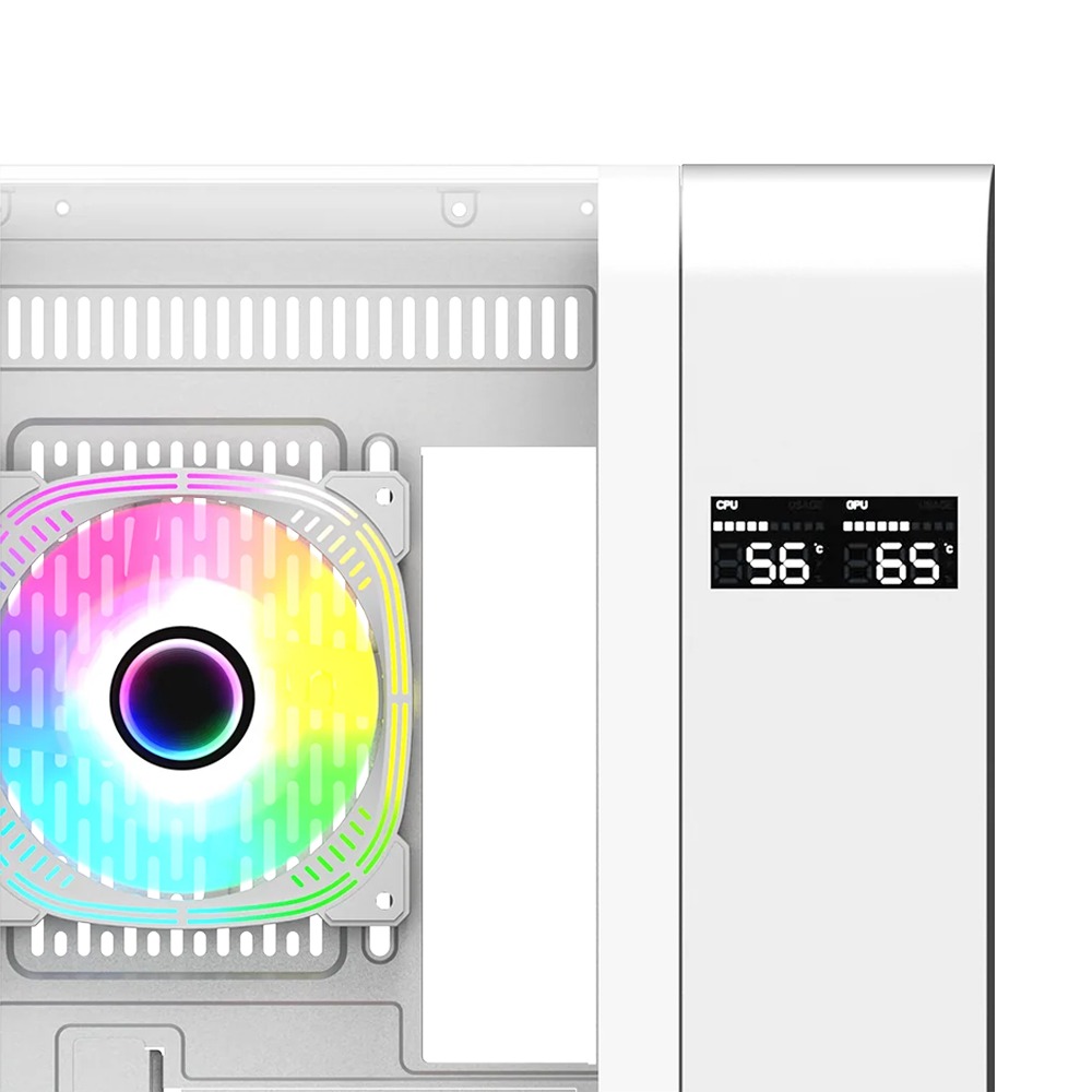Gameon Infinity Series ARGB ATX Mid Tower Gaming PC Case - White (7 ARGB Fans Included)