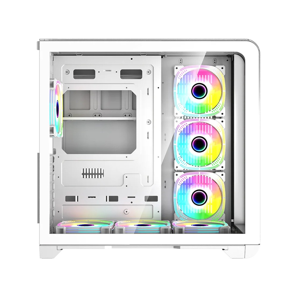 Gameon Infinity Series ARGB ATX Mid Tower Gaming PC Case - White (7 ARGB Fans Included)