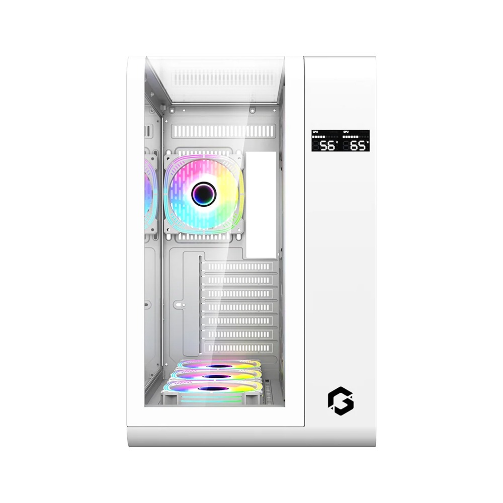 Gameon Infinity Series ARGB ATX Mid Tower Gaming PC Case - White (7 ARGB Fans Included)