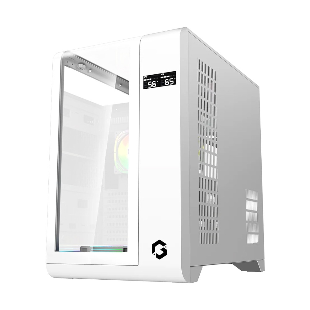 Gameon Infinity Series ARGB ATX Mid Tower Gaming PC Case - White (7 ARGB Fans Included)