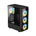 Gameon Emperor Midnight VX Series Mid Tower Gaming Case With 4 ARGB Fans - Black