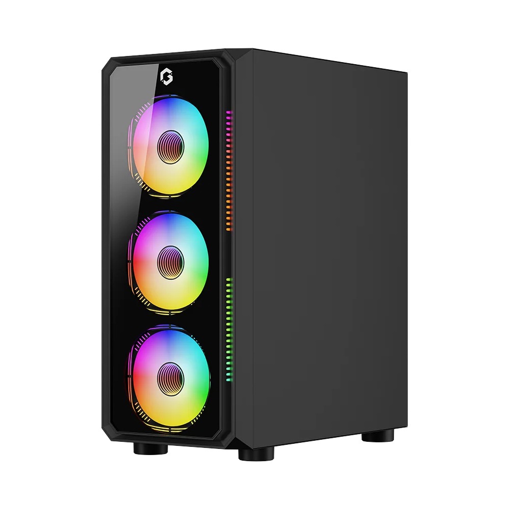 Gameon Emperor Midnight VX Series Mid Tower Gaming Case With 4 ARGB Fans - Black