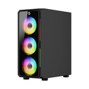 Gameon Emperor Midnight VX Series Mid Tower Gaming Case With 4 ARGB Fans - Black
