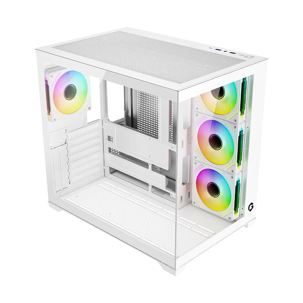 Gameon Emperor Arctic VX Series Mid Tower Gaming Case With 4 ARGB Fans - White