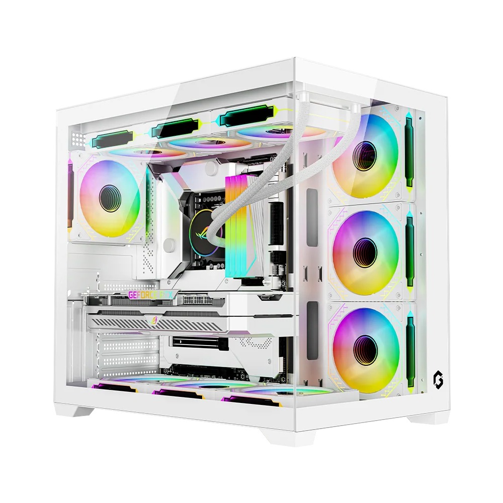 Gameon Emperor Arctic VX Series Mid Tower Gaming Case With 4 ARGB Fans - White