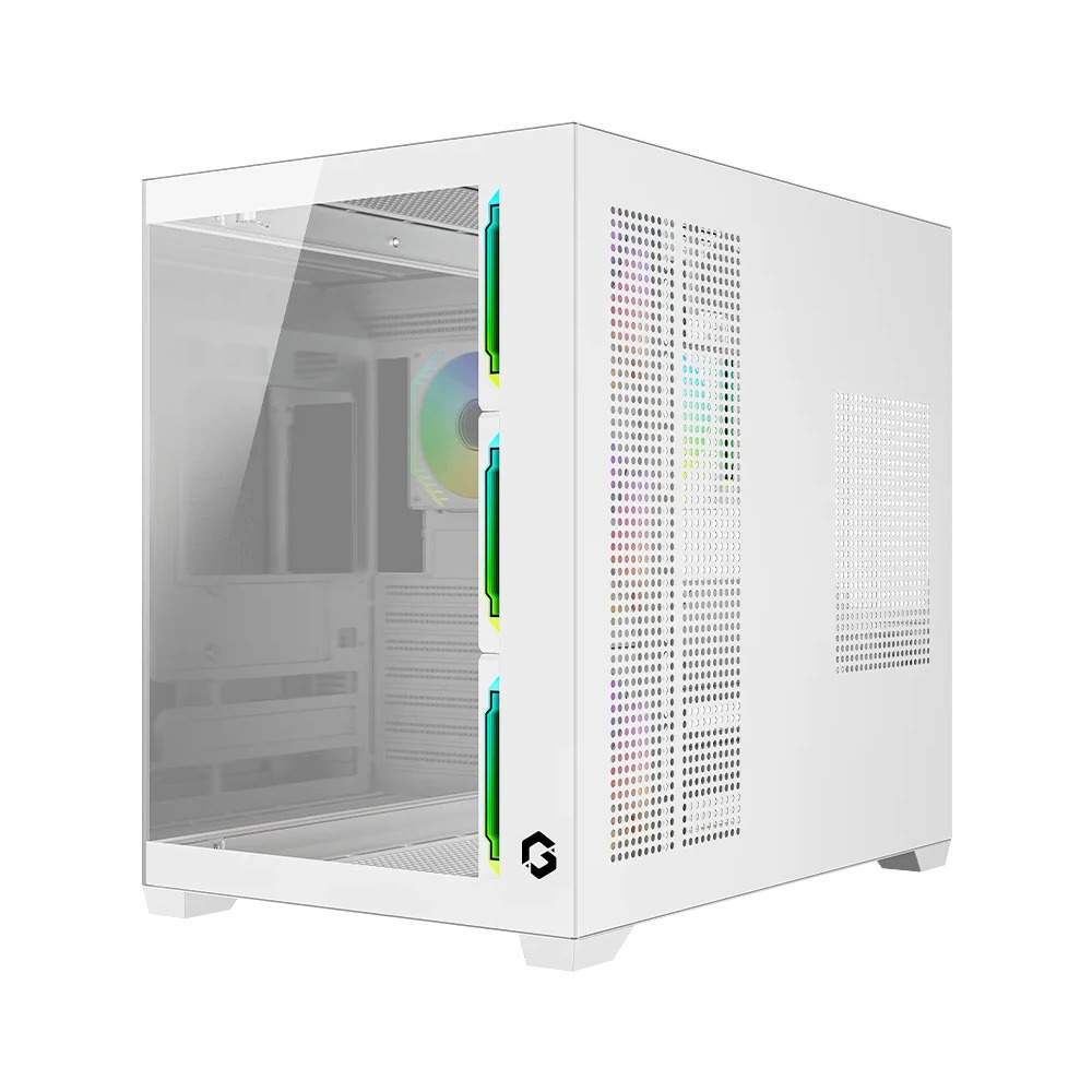 Gameon Emperor Arctic VX Series Mid Tower Gaming Case With 4 ARGB Fans - White