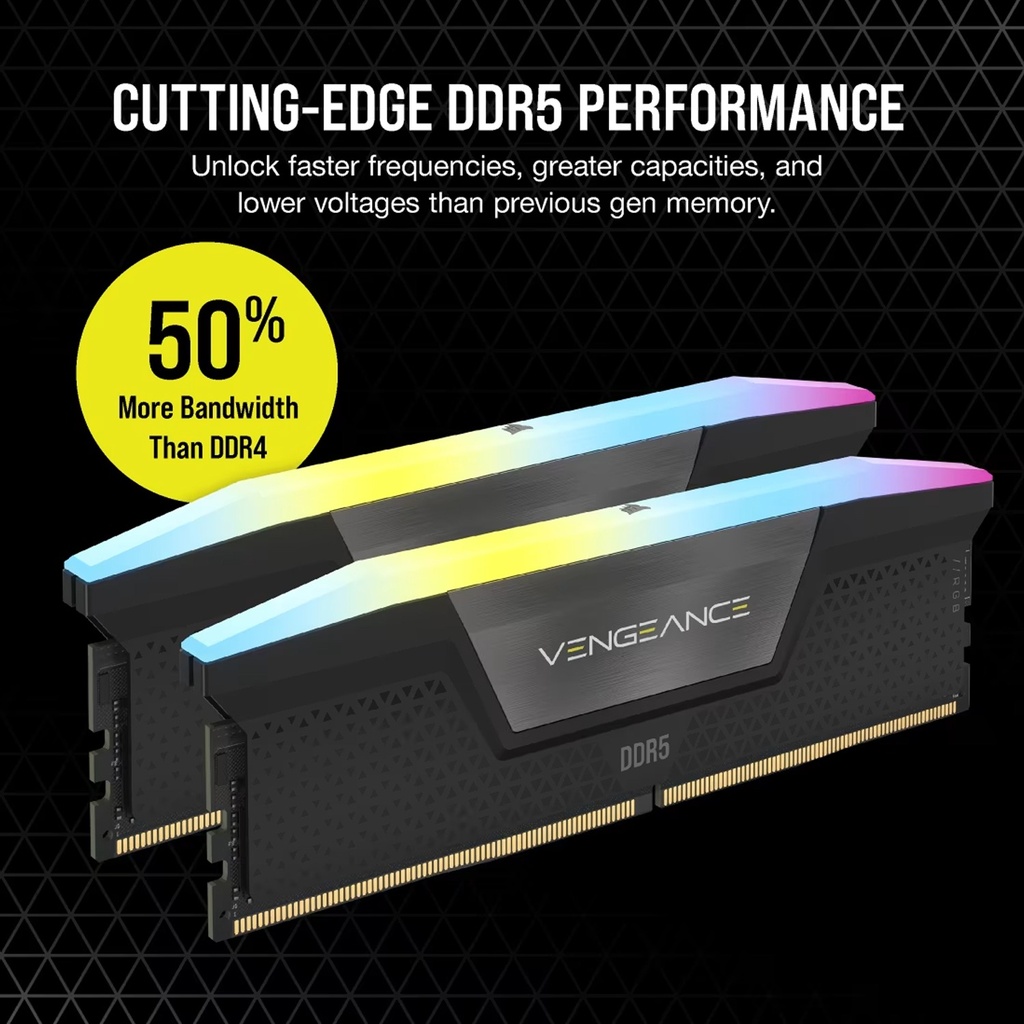 Corsair Vengeance RGB 64GB (2x32GB) DDR5 6000MHz CL38 Memory Kit - Black 3