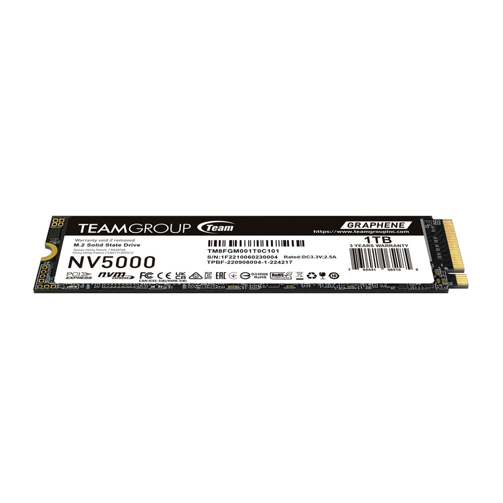 Team Group NV5000 M.2 2280 1TB PCIe 4.0 x4 with NVMe, Read/Write Speed up to 4500 / 1900MB/s 2