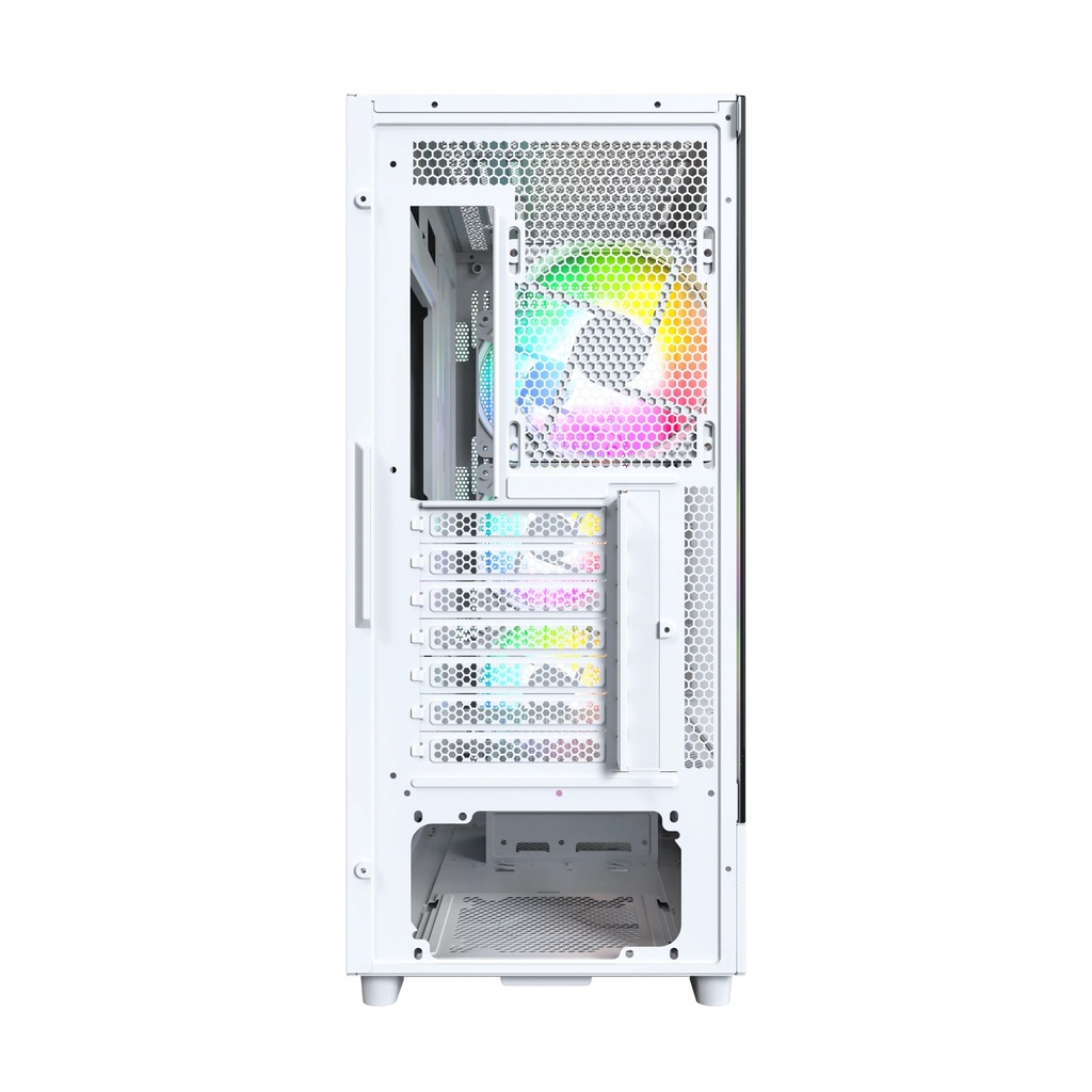 Montech X5 High Airflow ATX Mid-Tower PC Case With 4 ARGB Fans - White