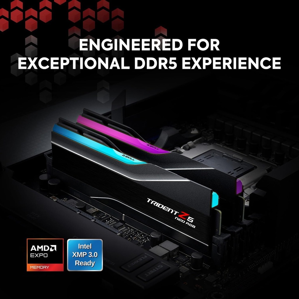 G.SKILL Trident Z5 Neo RGB Series ( Intel XMP & AMD EXPO) DDR5 RAM 128GB (2x64GB) 6000MT/s CL34 Desktop Memory Kit - Black