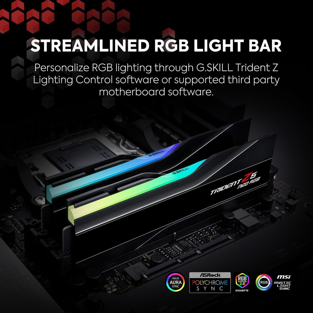 G.SKILL Trident Z5 Neo RGB Series ( Intel XMP & AMD EXPO) DDR5 RAM 128GB (2x64GB) 6000MT/s CL34 Desktop Memory Kit - Black