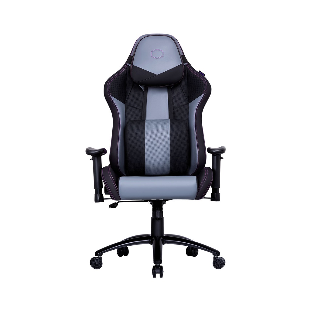 Cooler Master Caliber E1 Series Gaming Chair, Fixed Armrest, Ergonomic Pillow Headrest, Lumbar Support - Purple/Black