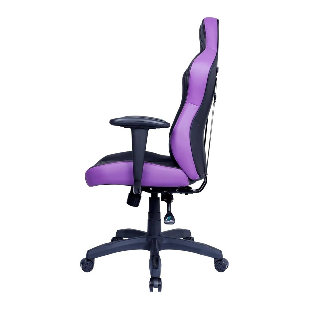 Cooler Master Caliber E1 Series Gaming Chair, Fixed Armrest, Ergonomic Pillow Headrest, Lumbar Support - Purple/Black