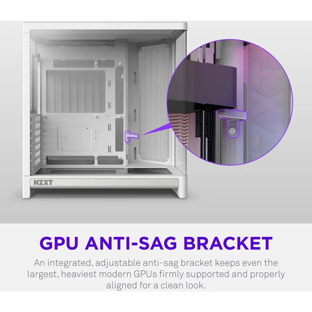 NZXT H6 RGB+ (2026) Dual-Chamber ATX Mid-Tower Airflow Two Panel Front & Left Side Tempered Glass Case With 3 RGB Fans - White