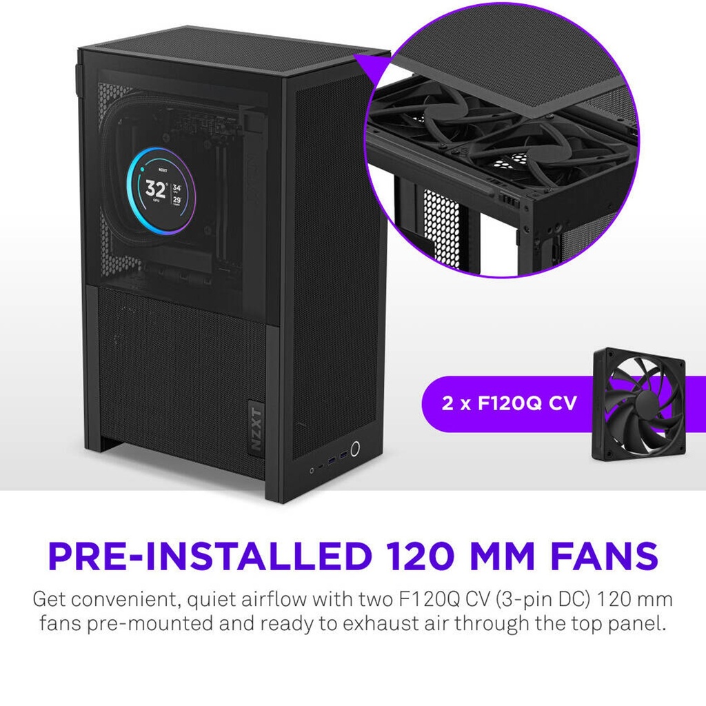 NZXT H2 Flow Mini-ITX SFF Airflow Left Side Tempered Glass Case - Black